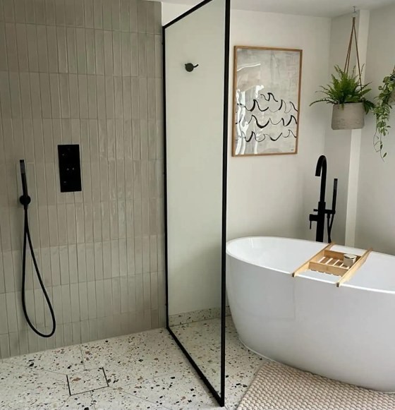 Bathroom with freestanding bath