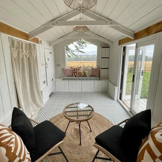 The Hut looking out to the fields